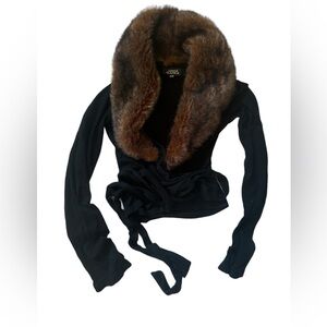 Costa Blanca faux fur wrap top Medium